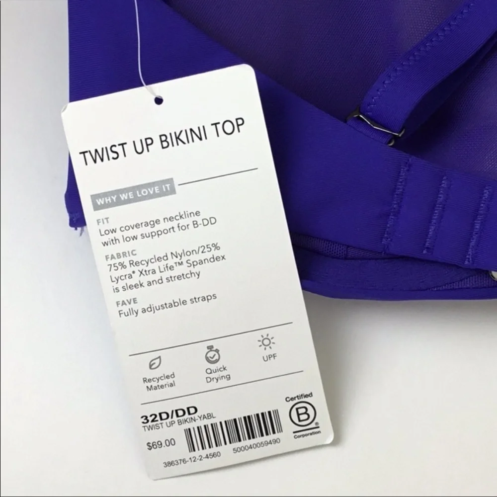 NWT Athleta Twist Up Yacht blue Bikini Top
